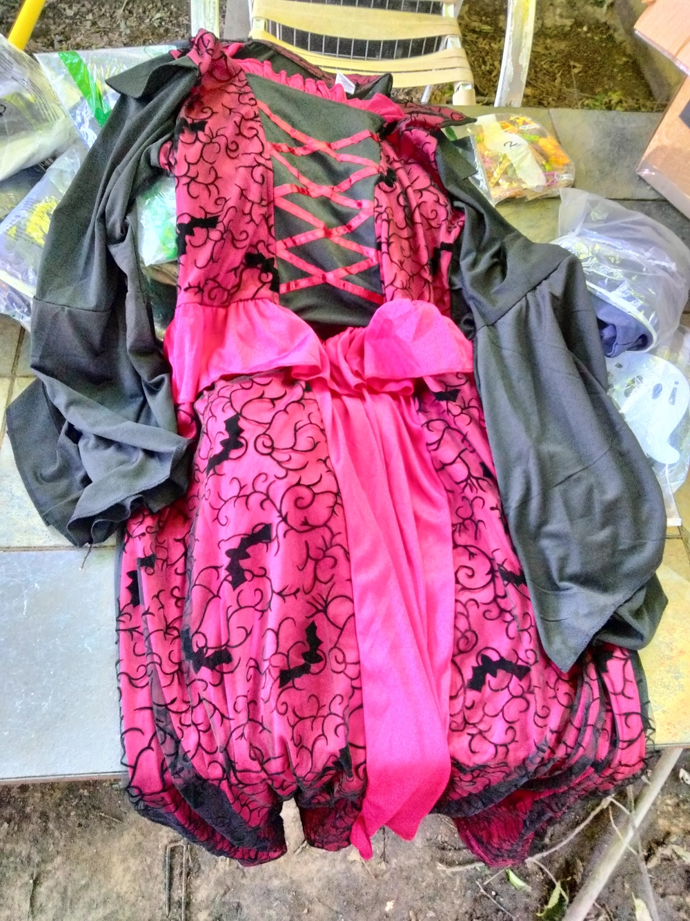 Women's Pink Gothic Vampire Lace-Up Party Dress